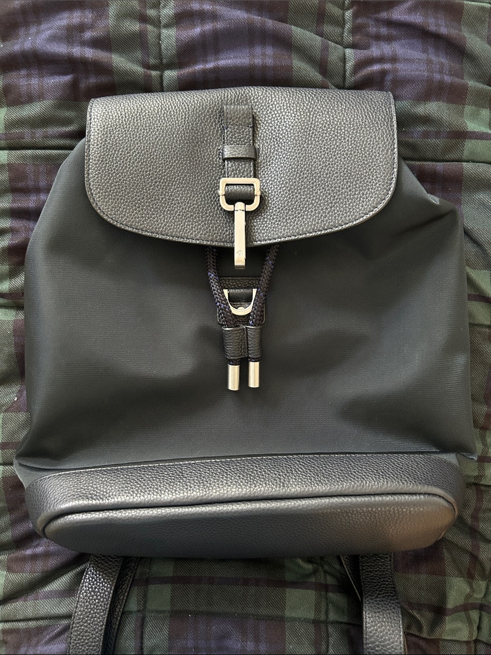 Mulberry Navy Canvas and Black Leather Backpack